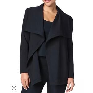 Spanx AirEssentials Coordinating Draped Long Sleeve Cardigan Black Size Large